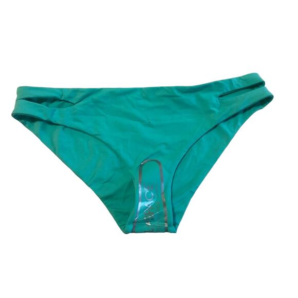 NEW L*SPACE PEACOCK KNOTTED BANDEAU FRINGE BIKINI SET top XS bottom L - Picture 4 of 5